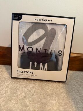 Pottery Barn Gray & White Boxed Baby Milestone Set